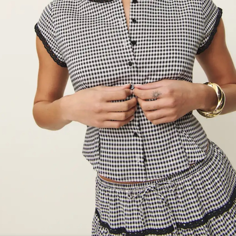 Reformation Valetta Two Piece Remy Check - Picture 3 of 7